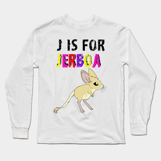 J is for Jerboa - Rainbow cute fluffy animal Long Sleeve T-Shirt by DesignsBySaxton